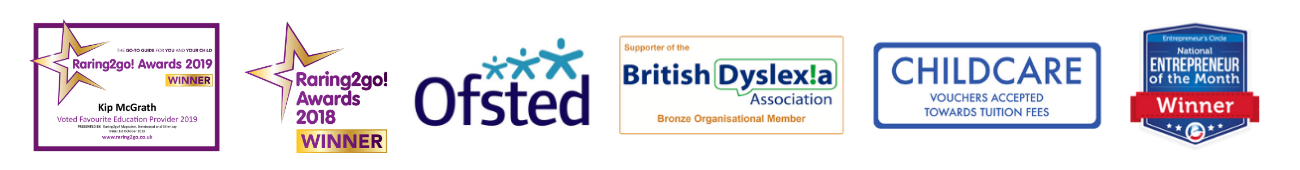 Kip McGrath Brentwood Awards, Raring To Go Award 2019/2018, Ofsted Award, British Dyslexia Award, National Entrepeneur of The Month Award
